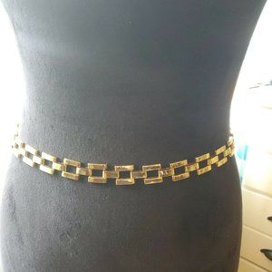Vintage Gold Tone Chain Link Hip Belt Adjustable